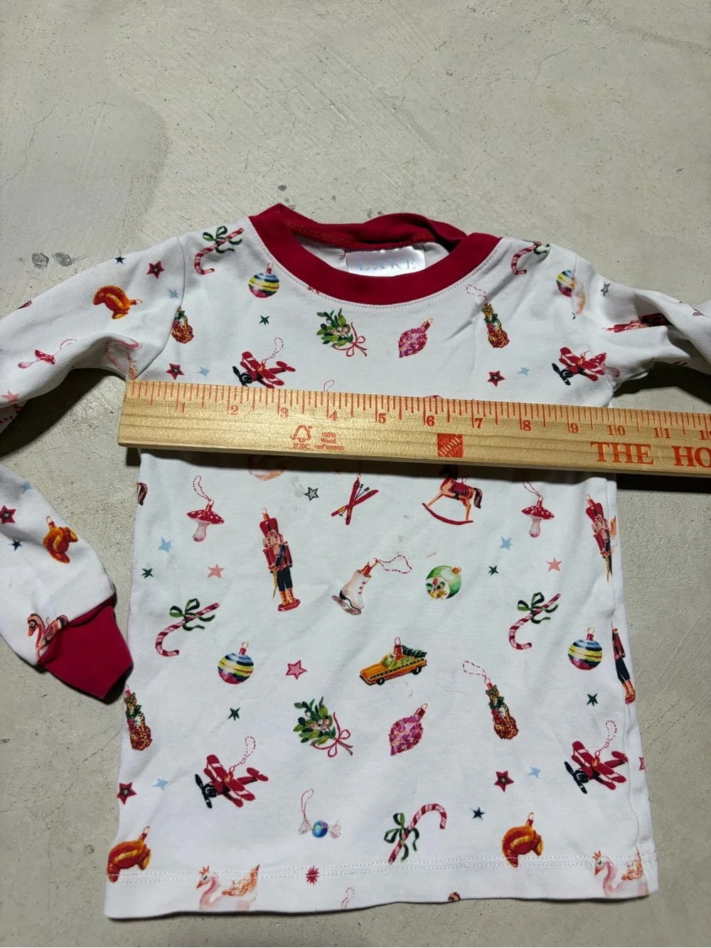 Lake White Holiday Print Long-Sleeve Kids pajama Top with Red Trim 4